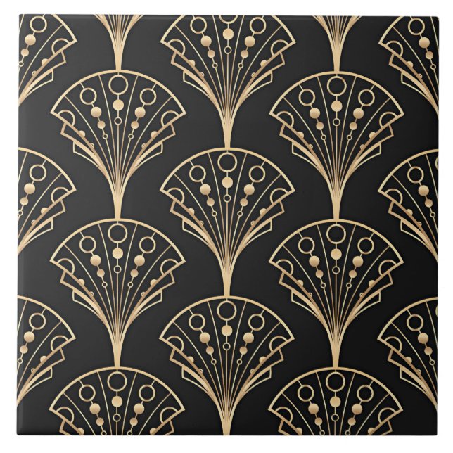 Art Deco Palmette Pattern, Ceramic Tile (Front)