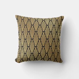 Art Deco Palms: Black Gold. Cushion