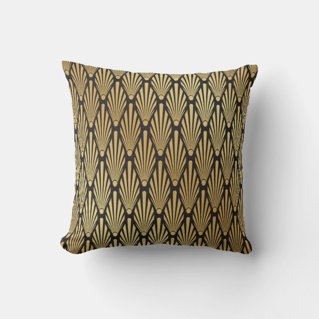 Art Deco Palms: Black Gold. Cushion (Front)