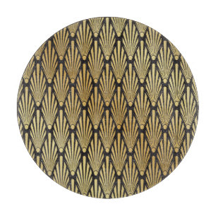 Art Deco Palms: Black Gold. Cutting Board
