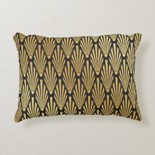 Art Deco Palms: Black Gold. Decorative Cushion