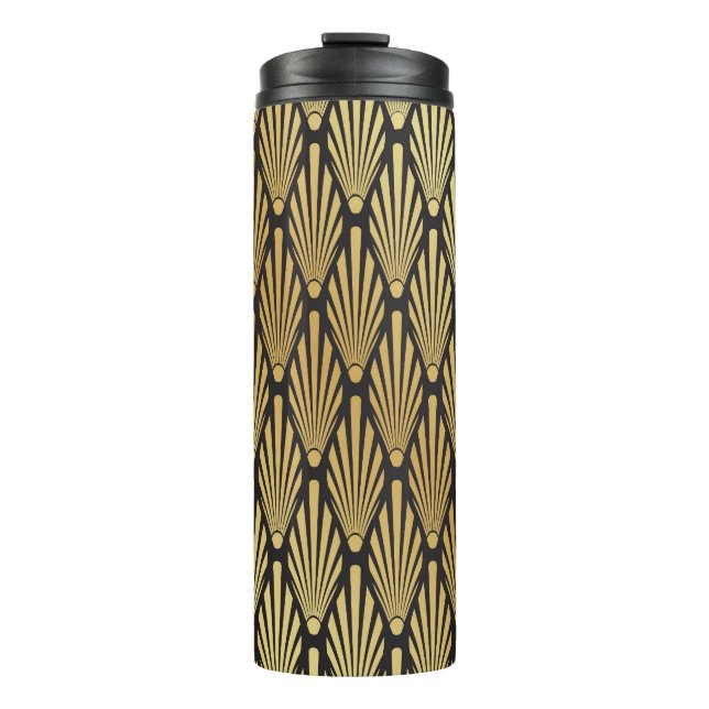 Art Deco Palms: Black Gold. Thermal Tumbler (Front)