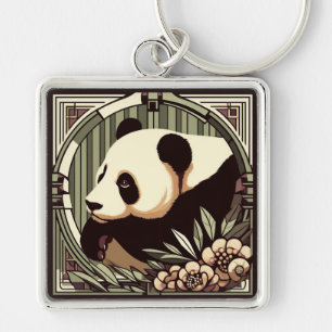 Art Deco Panda Bear Keychain