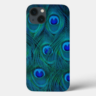 Art Deco Parisian Teal Green Peacock Feather iPhone 13 Case