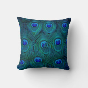 Art Deco Parisian Teal Green Peacock Feather Cushion