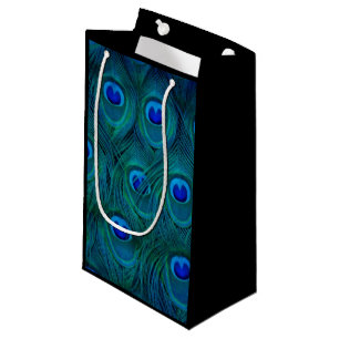 Art Deco Parisian Teal Green Peacock Feather Small Gift Bag