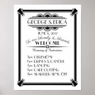 Art Deco party day event planner, order of service Poster