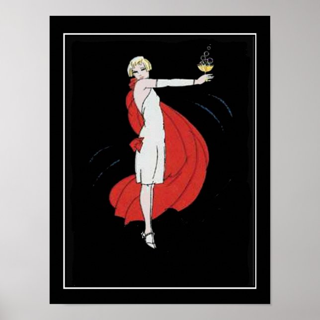 Art Deco Party Girl Vintage Poster (Front)