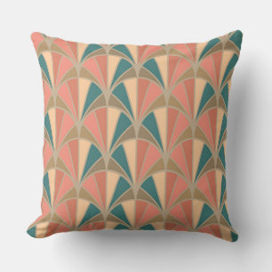 Art Deco Pastel Color Fan Pattern Cushion