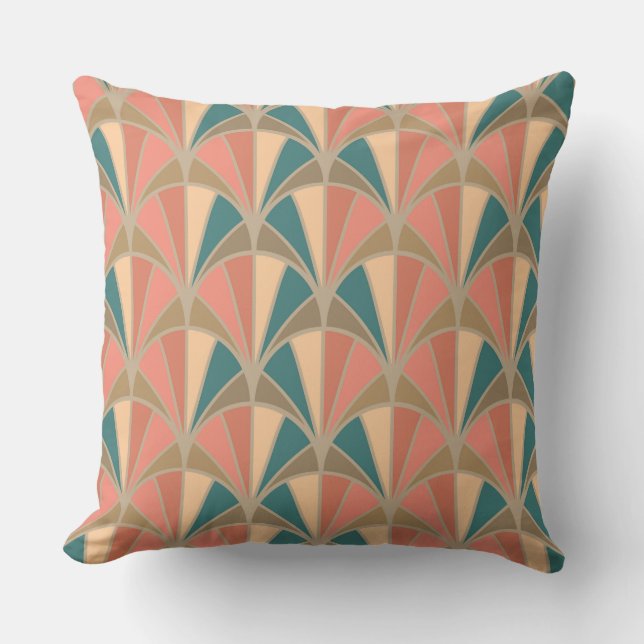 Art Deco Pastel Colour Fan Pattern Cushion (Front)