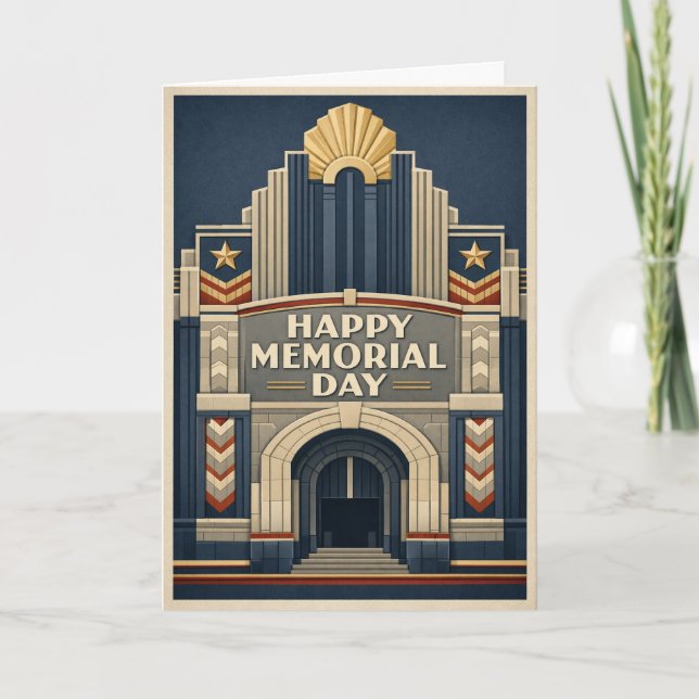 Art Deco Patriotic Architecture Memorial Day Card (Front)