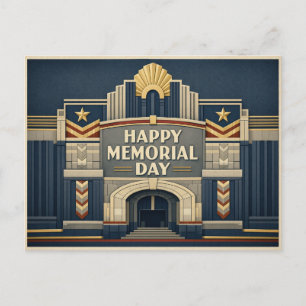Art Deco Patriotic Architecture Memorial Day Holiday Postcard