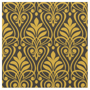 Art Deco Pattern 01 - Deco Gold 2 on Black Fabric