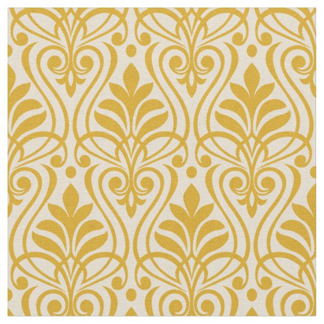 Art Deco Pattern 01 - Deco Gold 2 on Off-White Fabric (Close Up)