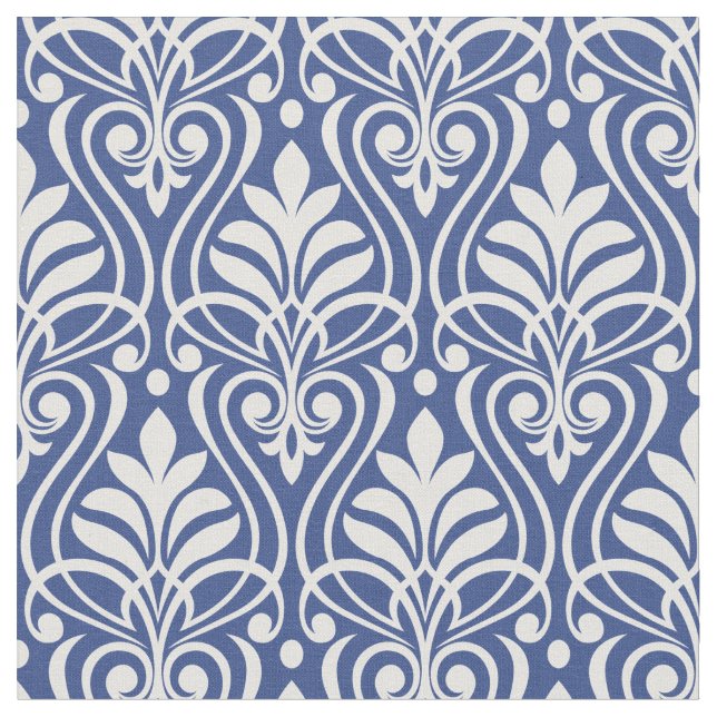 Art Deco Pattern 01 - Light Pink on Prussian Blue Fabric (Close Up)