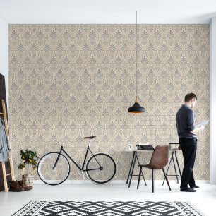 Art Deco Pattern 01 - Spanish Grey on Off-White Wallpaper