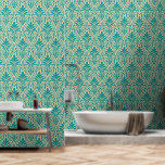 Art Deco Pattern 01 - Teal on Off-White Wallpaper<br><div class="desc">Art Deco Pattern 01 - Teal on Off-White</div>
