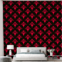 Art Deco Pattern 02 - Carmine Red on Black