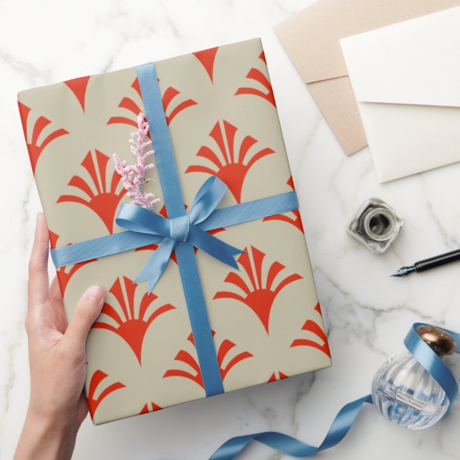 Art Deco Pattern 02 - Dali's Red on Off-White Wrapping Paper (Gifting)