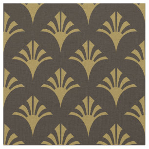 Art Deco Pattern 02 - Deco Gold on Deco Black Fabric