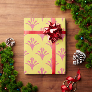 Art Deco Pattern 02 - Light Carmine Pink on Blonde Wrapping Paper