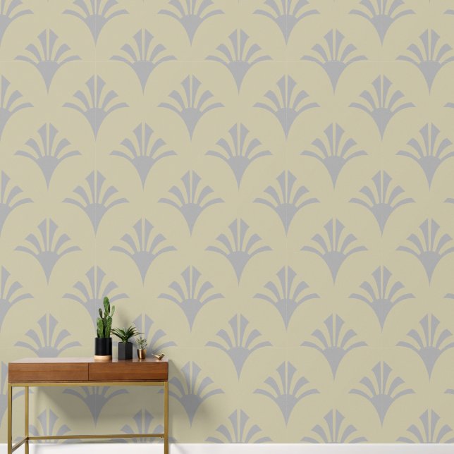 Art Deco Pattern 02 - Spanish Grey on Off-White Wallpaper (Hallway)