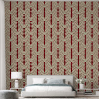 Art Deco Pattern 03 - Midnight Red on Off-White