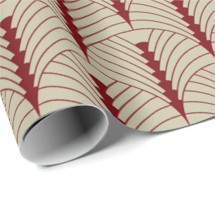 Art Deco Pattern 03 - Midnight Red on Off-White Wrapping Paper
