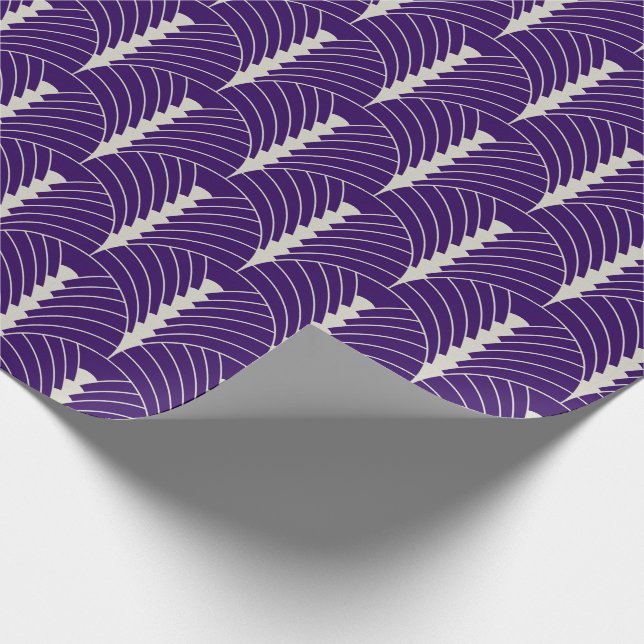 Art Deco Pattern 03 - Off-White on Prussian Blue Wrapping Paper (Corner)