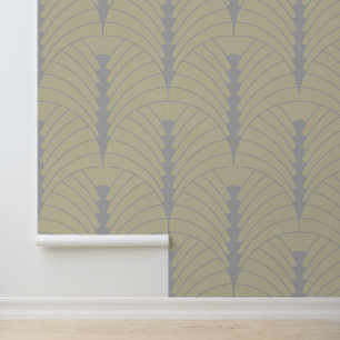 Art Deco Pattern 03 - Spanish Grey on Off-White Wallpaper