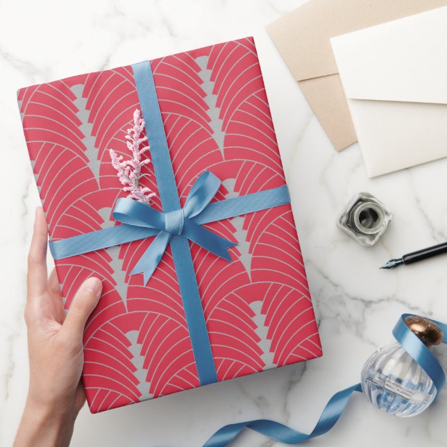 Art Deco Pattern 03 - Spanish Grey on Pink Wrapping Paper (Gifting)