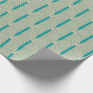 Art Deco Pattern 03 - Teal on Off-White Wrapping Paper