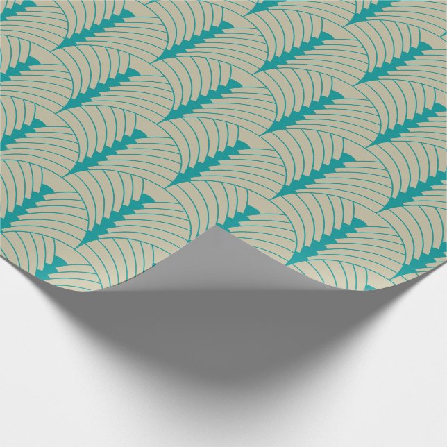 Art Deco Pattern 03 - Teal on Off-White Wrapping Paper (Corner)