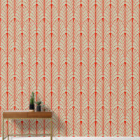 Art Deco Pattern 04 - Dali's Red on Off-White