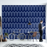Art Deco Pattern 05 - Lavender Blue on Dark Blue Wallpaper<br><div class="desc">Art Deco Pattern 05 - Lavender Blue on Dark Blue</div>