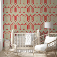 Art Deco Pattern 05 - Persian Red on Off-White