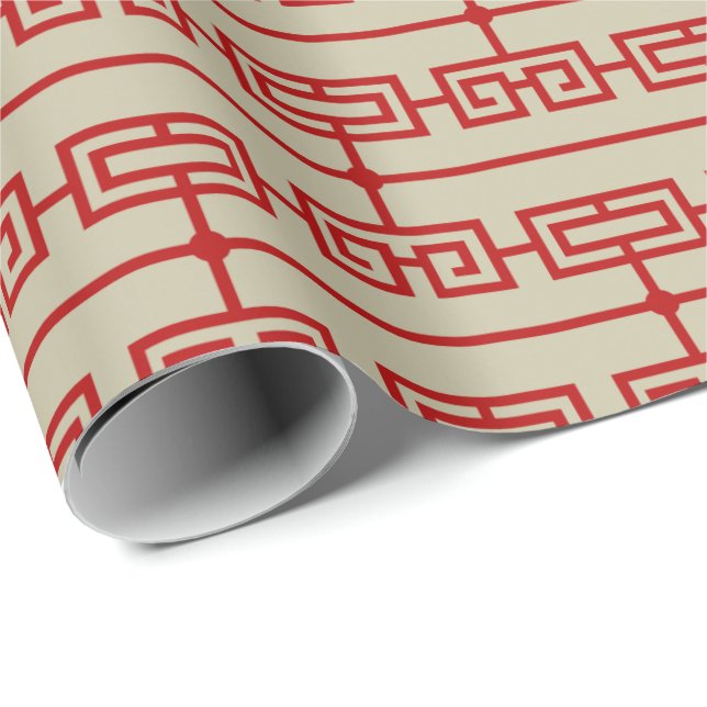 Art Deco Pattern 09 - Escher Red on Off-White Wrapping Paper (Roll Corner)