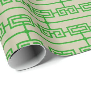 Art Deco Pattern 09 - Forest Green on Off-White Wrapping Paper