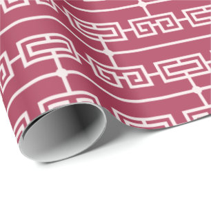 Art Deco Pattern 09 - Light Pink on Raspberry Pink Wrapping Paper