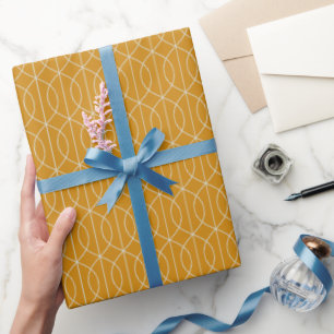 Art Deco Pattern 10 - Off-White on Deco Gold Wrapping Paper