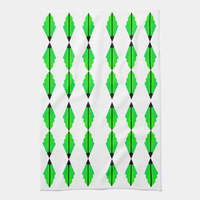 Art Deco Pattern 3 in Green Tea Towel (Vertical)
