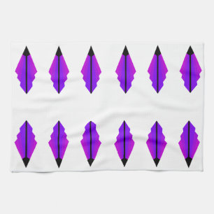 Art Deco Pattern 3b in Purple Tea Towel