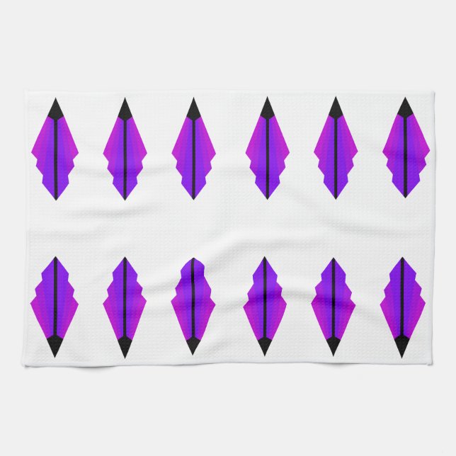 Art Deco Pattern 3b in Purple Tea Towel (Horizontal)