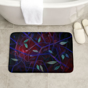 Art Deco pattern - burgundy abstract leaves Bath Mat