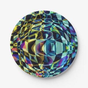 Art Deco pattern - depth and optical illusion Paper Plate