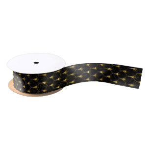 Art Deco Pattern Gold and Black Satin Ribbon