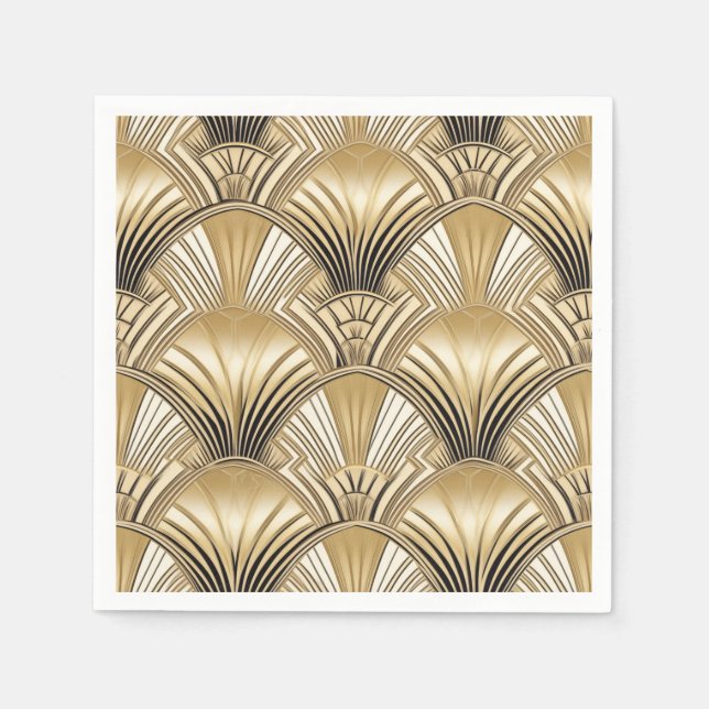 Art Deco pattern gold ivory  Napkin (Front)