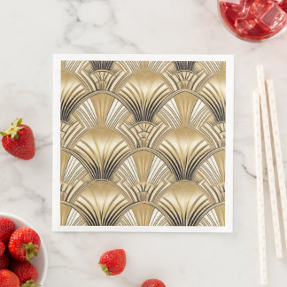 Art Deco pattern gold ivory Napkin