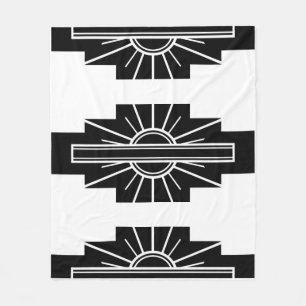 Art Deco Pattern in Black Fleece Blanket