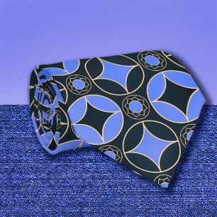 Art  Deco  pattern in blue and  black no2 Tie